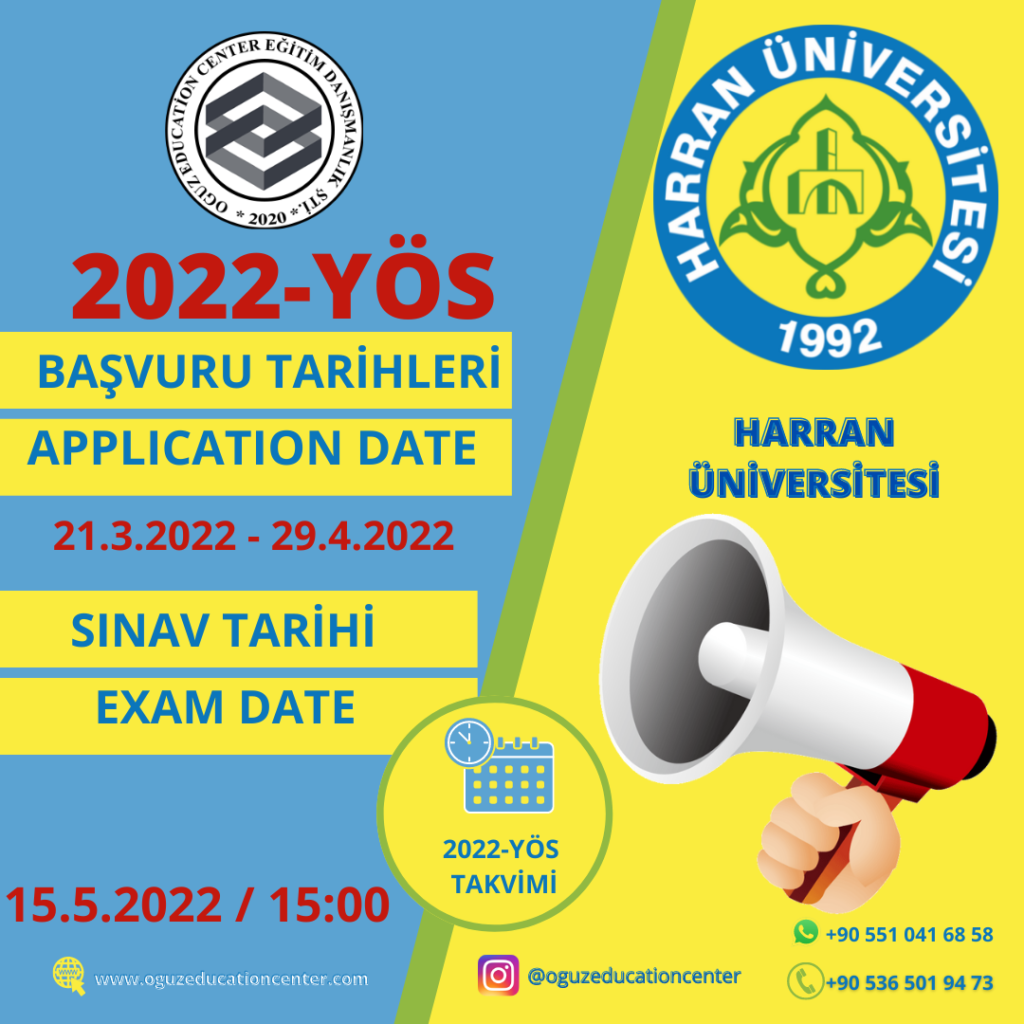 Harran Üniversitesi YÖS 2022 Sınav Takvimi Açıklandı