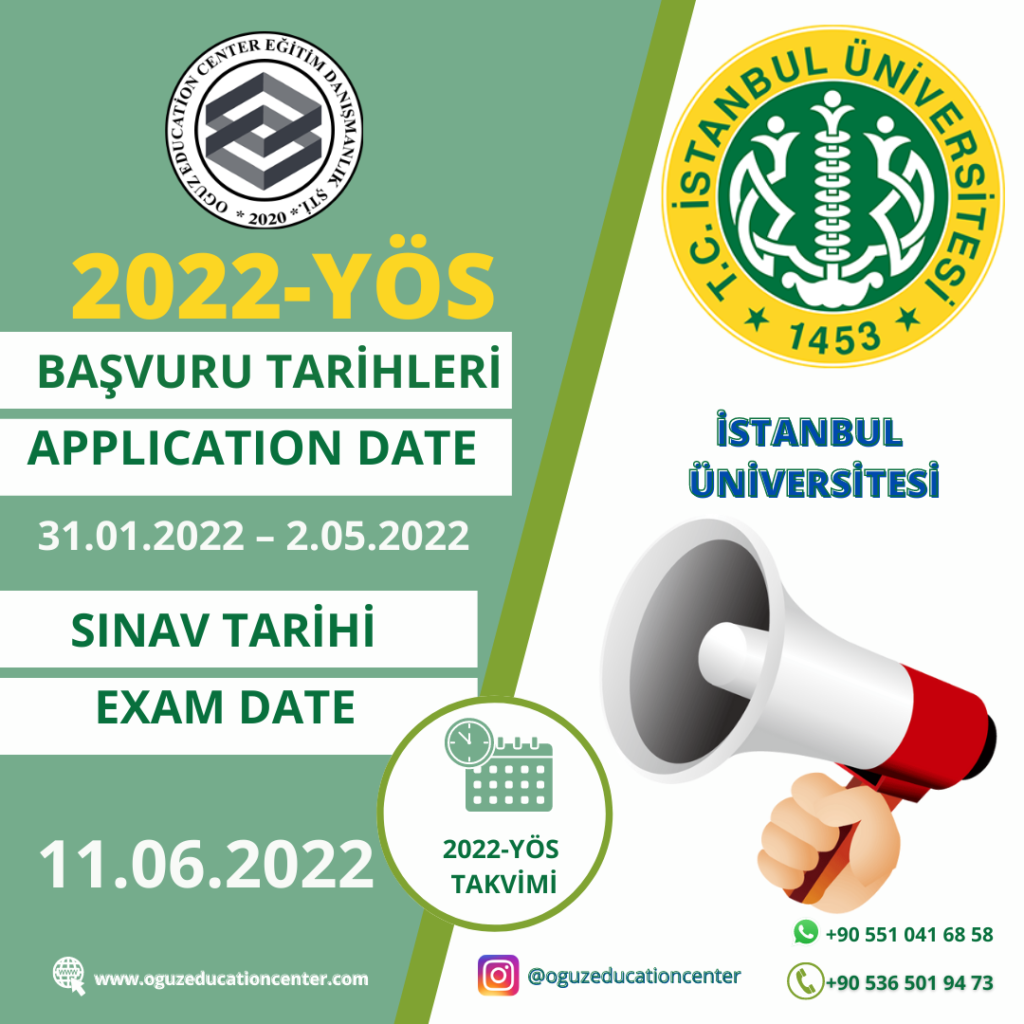 İstanbul Üniversitesi YÖS 2022 Sınav Takvimi Açıklandı