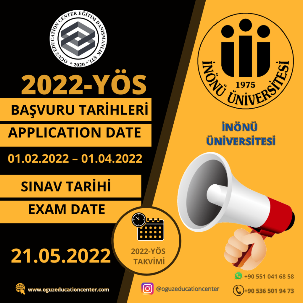 İnönü Üniversitesi YÖS 2022 Sınav Takvimi Açıklandı