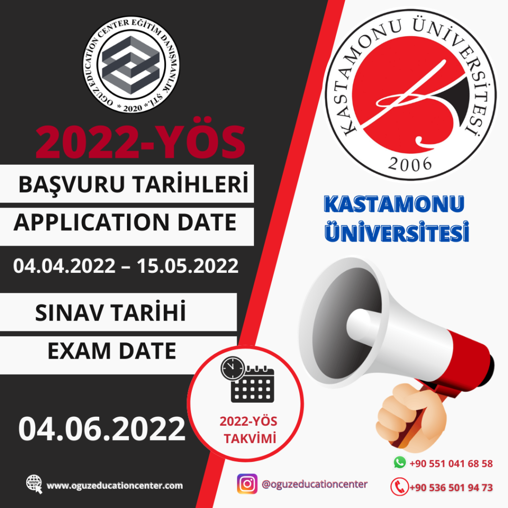 Kastamonu Üniversitesi YÖS 2022 Sınav Takvimi Açıklandı
