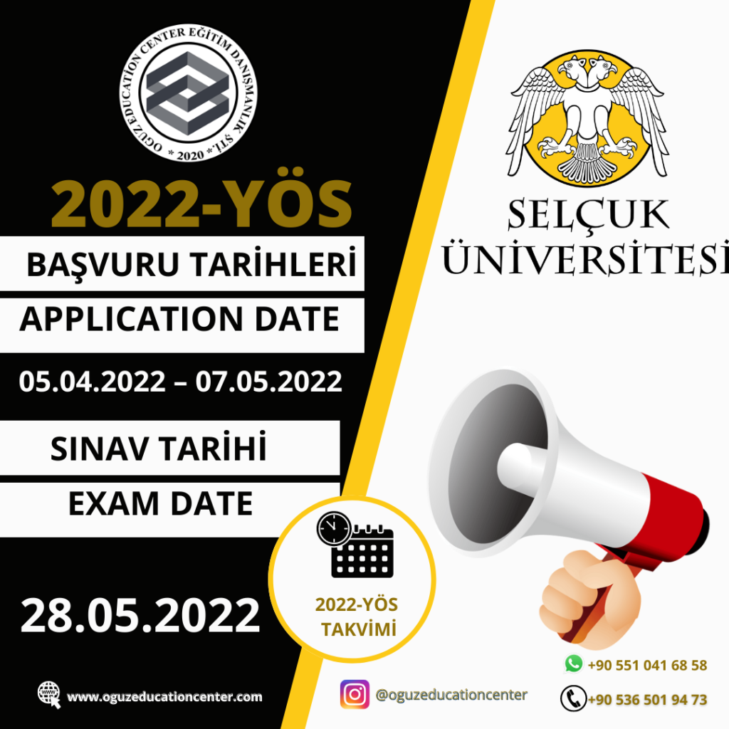 Selçuk Üniversitesi YÖS 2022 Sınav Takvimi Açıklandı